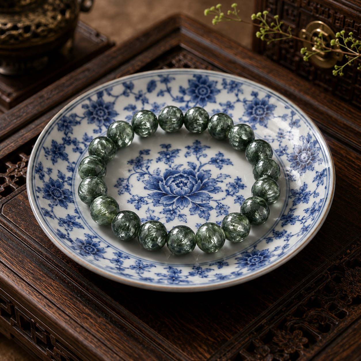 Natural obsidian beads